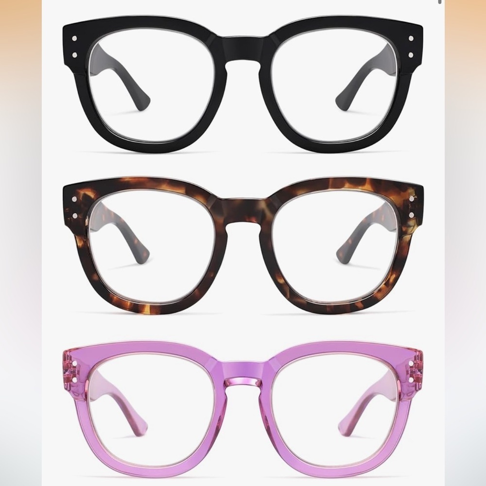 AMOMOMA 3 Pack Retro Oversized Reading Glasses 060